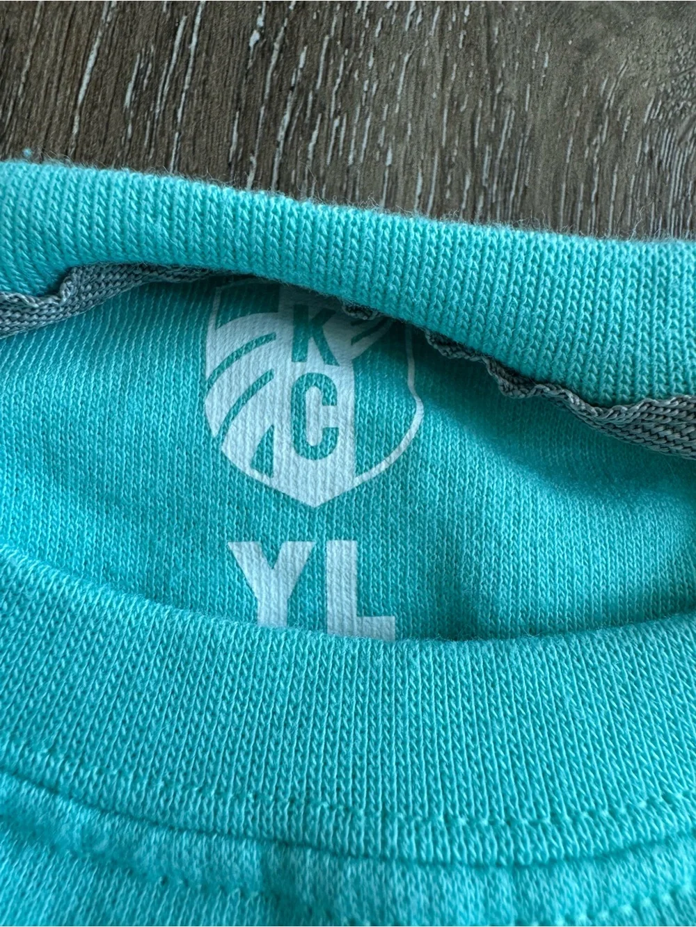 KC Current Soccer Teal Crewneck Sweatshirt with 'TEAL TIME' Graphic Youth Large